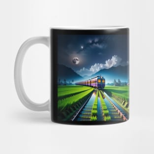 train in the rice fields Mug